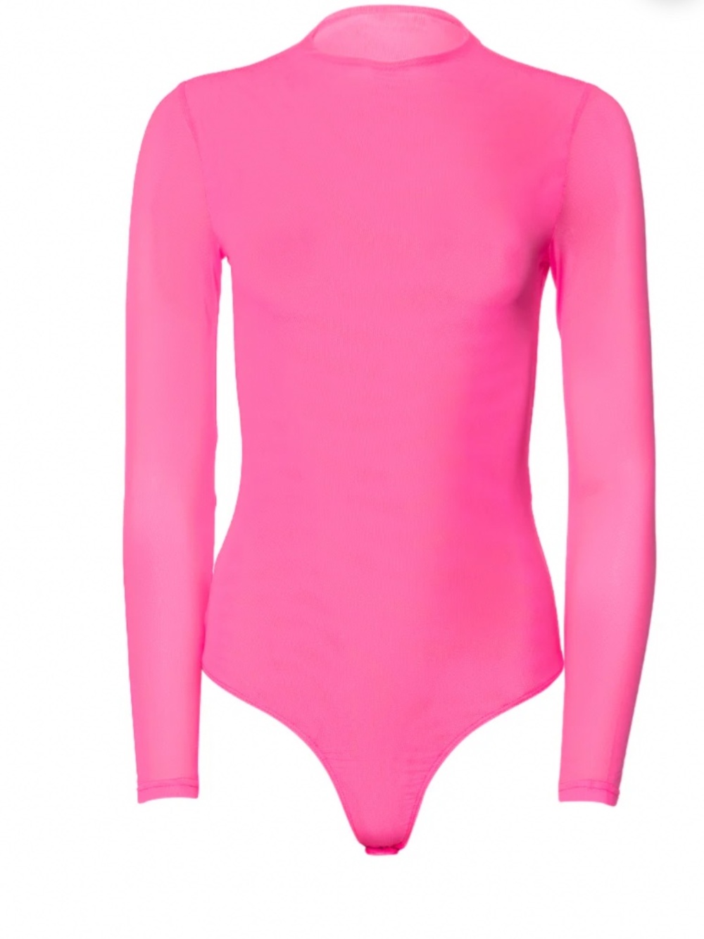 Sexy Double Layer Mesh Long Sleeve Bodysuit in Pink